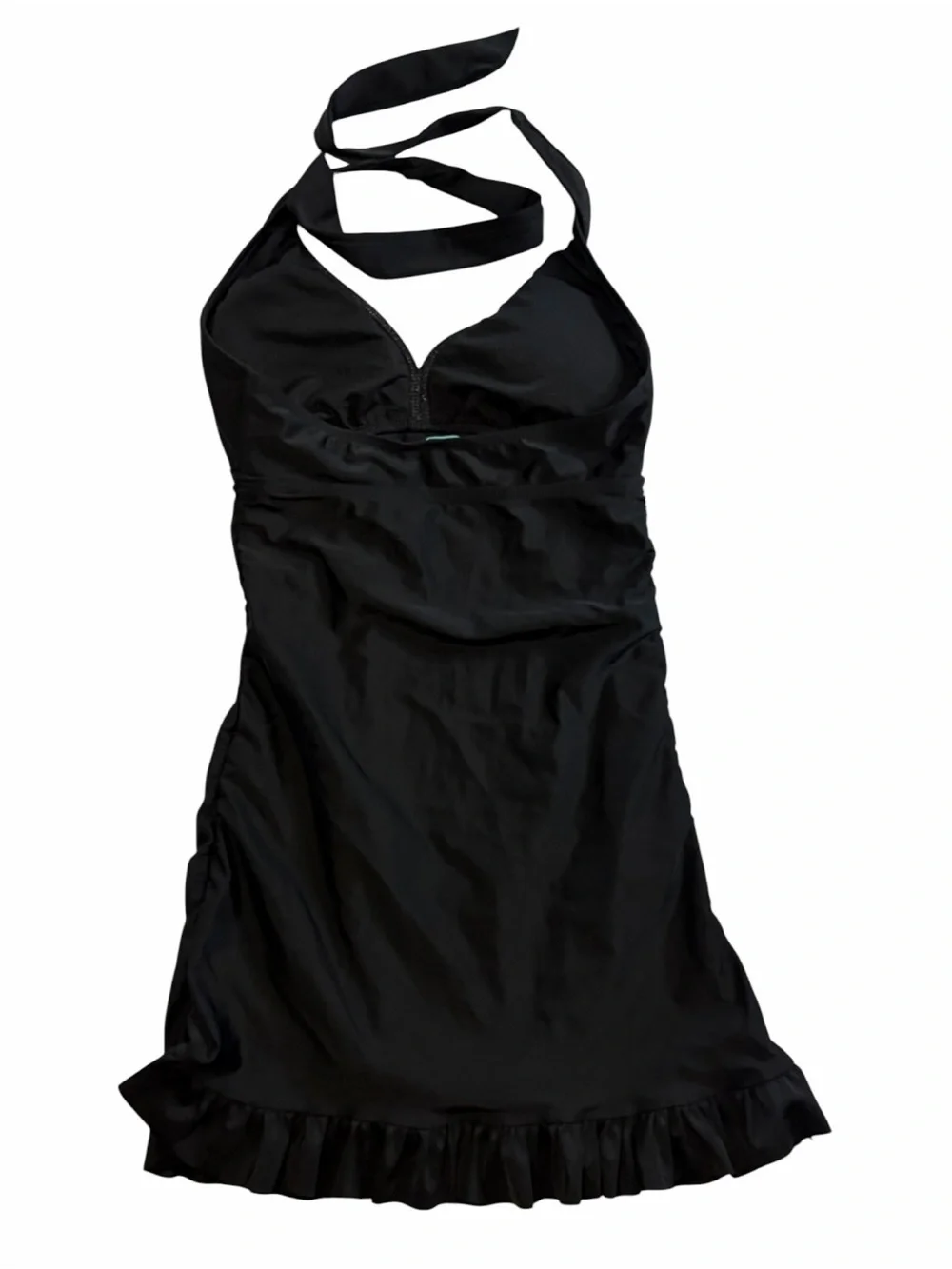 Love Your Assets Spanx Shaping Swim Dress Black Halter Ruched One Piece S